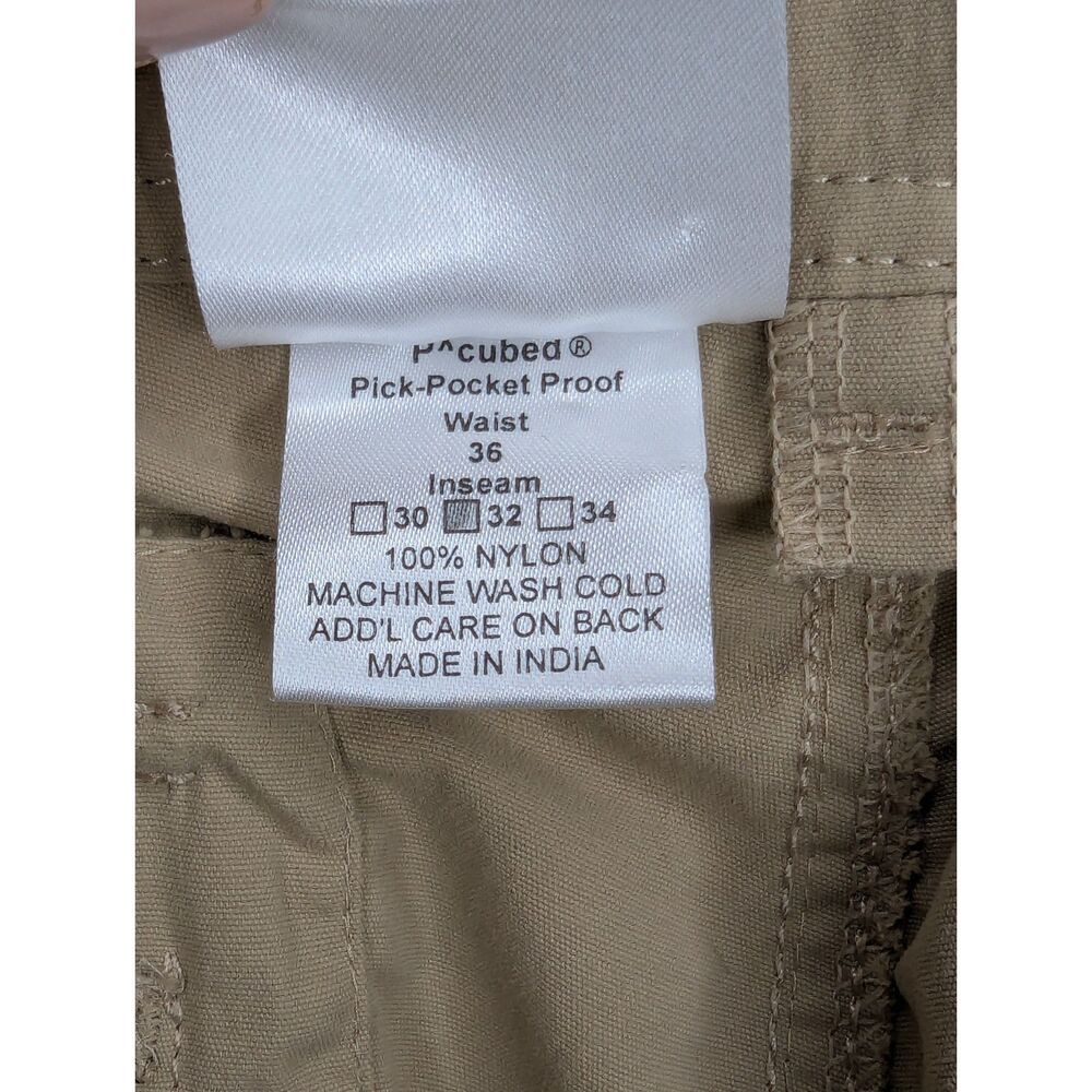 NWT Clothing Arts Pick-Pocket Proof Adventure Travel Pants Sz 36 Khaki Nylon - Picture 9 of 10